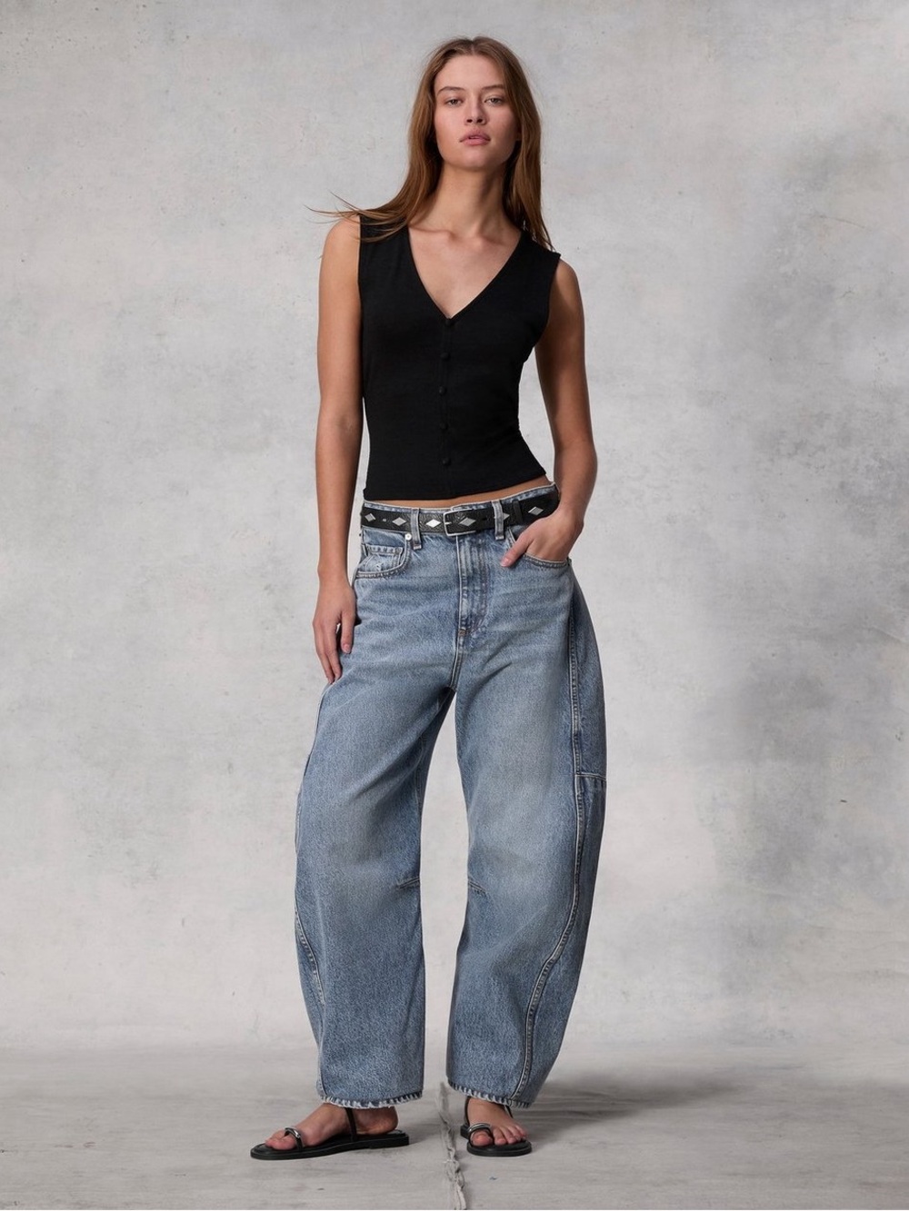 RAG & BONE Charlie Ankle Barrel-Leg Jean Harmony